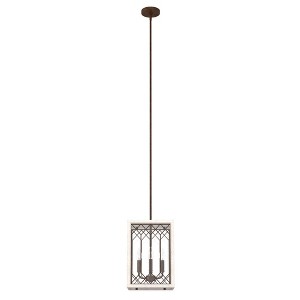 Hunter Fans 11" Chevron Ceiling Light Textured Rust Finish - 4 Bulb Pendant for Cozy Indoor Spaces - 1 of 1