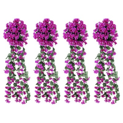 Unique Bargains Artificial Hanging Silk Violet Flowers for Home Garden 4 Packs