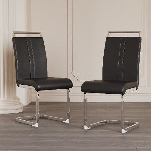 CAVINAS Modern Dining Chairs, Faux Leather High Back Upholstered Side Chair with C-shaped Tube Metal Legs, Guest Office Chair - 1 of 4