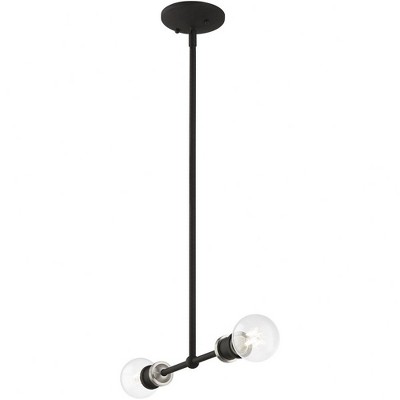 Lansdale Contemporary Black and Brushed Nickel 2-Light Linear Chandelier