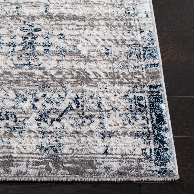 Amelia Grey/Blue Hand-Knotted Synthetic Area Rug, 5'5" x 7'7"