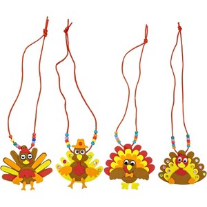4E's Novelty Thanksgiving Necklace Crafts For Kids Bulk – 12 Pack DIY Turkey Necklace Craft for Kids With 4 Styles Great Thanksgiving Favors for Kids - 1 of 4