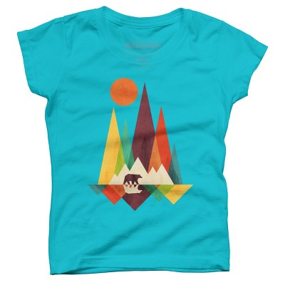 Girl's Design By Humans Mountain Bear By radiomode T-Shirt