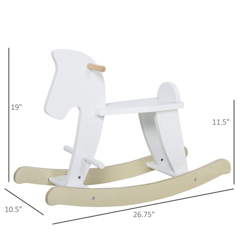 Qaba Wooden Rocking Horse Toddler Baby Ride-on Toys for Kids 3-6 Years with Classic Design & Solid Workmanship, 6 of 10