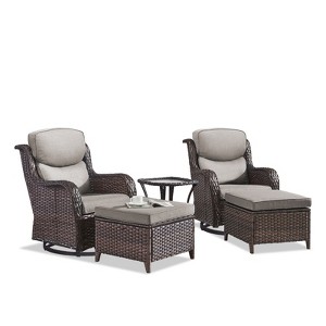 Gymojoy Outdoor Gliders Chairs Swivel Chairs Ottoman with 5-Inch Thick Cushions - 1 of 4