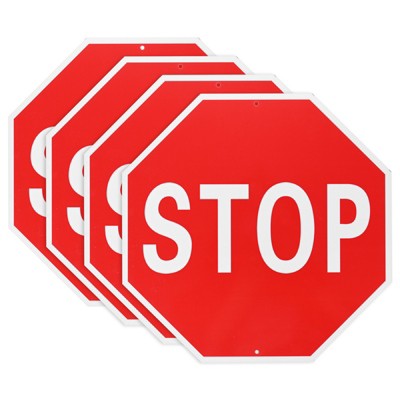 Unique Bargains Aluminum Reflective Rust Free Waterproof Stop Warning Sign