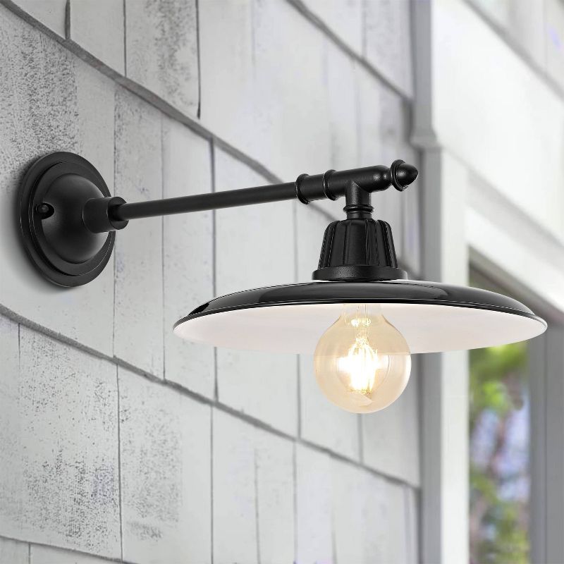 12" 1-Light Bonner Farmhouse Industrial Iron LED Victorian Arm Outdoor Sconce - JONATHAN Y, 6 of 8