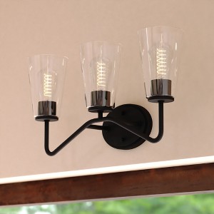 VAXCEL Beverly Bathroom Vanity Light Fixture Clear Glass Shade, LED Compatible - 1 of 4