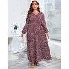 Long Sleeves Wrap Maxi Dress for Women High Waist Side Split Casual Dresses - 3 of 4