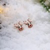 14K Gold Cute Reindeer Stud Earrings, Small Animal CZ Christmas Earrings, Festive Jewelry Gift for Women. - 4 of 4