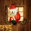 Outsunny 3ft Inflatable Santa Holding Wreath, Lean Out from Window Outdoor Decortaion w/ LED Lights, Ideal for Holiday Party Garden - 2 of 4