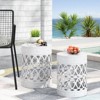 VisioGear Patio End Tables, 2-pcs Patio End Tables, Indoor Outdoor Nesting End Carved Trellis Design Side Table, White, 13.75"*13.75"*18" - 3 of 4