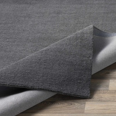 Charcoal Gray High Pile Wool Rectangular Rug 7'6" x 9'6"