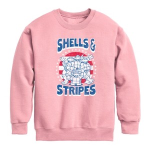 Boys' - Teenage Mutant Ninja Turtles - Shells And Stripes Graphic Long Sleeve Fleece Sweatshirt - 1 of 4