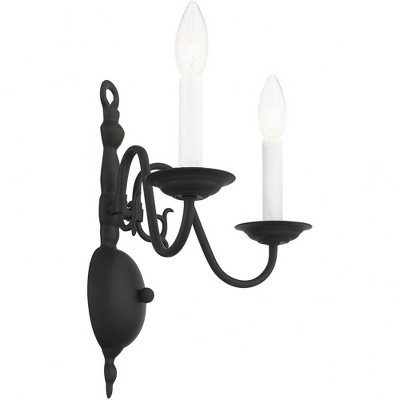 Williamsburgh Black Steel 2-Light Colonial Wall Sconce