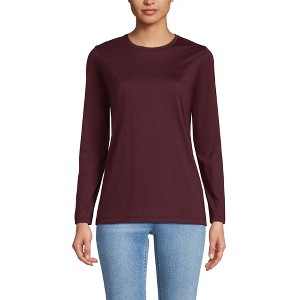 Lands' End Women's Relaxed Supima Cotton Long Sleeve Crew Neck T-Shirt - 1 of 4