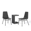 3 Piece Aluminium Outdoor Patio Dining Set,Patio C-Shape Coffee Table and 2 Armless Rattan Dining Chairs Set,Garden Furniture Set-Coolbibila - 2 of 4