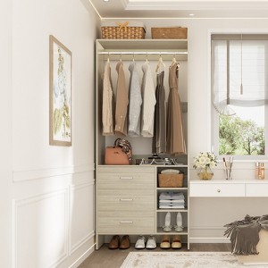 Aheaplus 30'' Freestanding Closet Organizer with Hanging Rods and Drawers, Closet System with Storage Shelves - 1 of 4