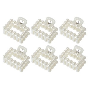 Unique Bargains Women Fashion Pearl Mini Hair Clip Pearl Oval Hairdo Clips 6 Pcs - 1 of 4