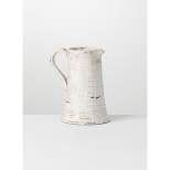 Sullivans Glazed Ceramic Decorative Vase Pitcher 10"H Off-White