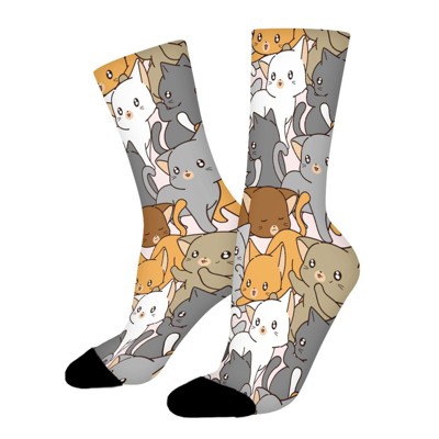 Many Of Little Cat Women Printed Crew Socks Funny Funky Socks Soft Polyester Novelty Gifts for Artists Men