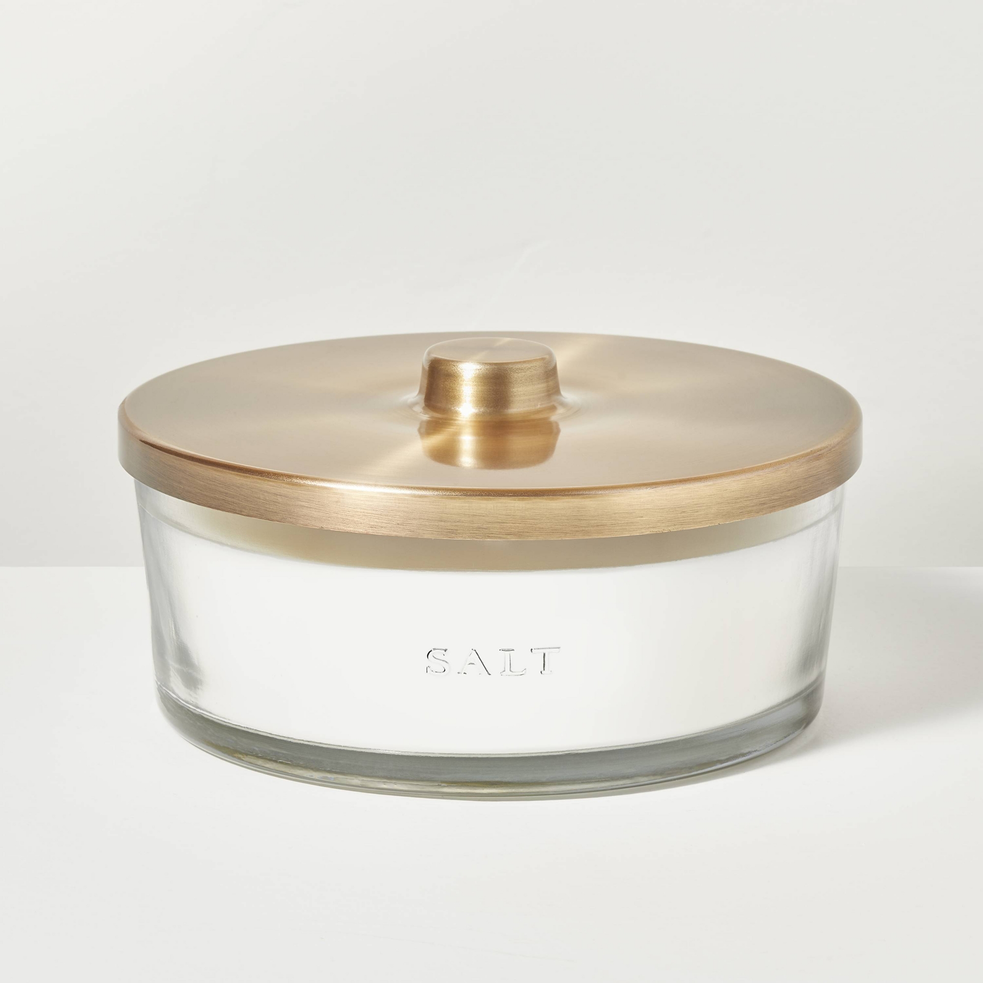 5-Wick Clear Glass Salt Knob-Lid Jar Candle 28oz - Hearth & Hand™ with Magnolia: Modern Indoor Decor, Sea Salt Scent