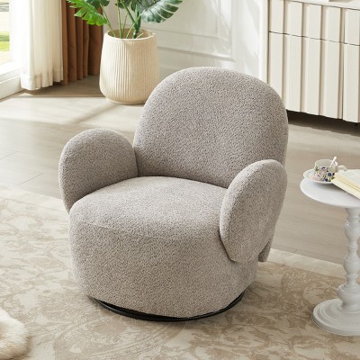 360° Swivel Accent Chair,Fabric Upholstered Living Room Chair with Metal Frame for Bedroom or Office–The Pop Home