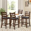 Costway Set of 4 Barstools Counter Height Chairs w/Fabric Seat & Rubber Wood Legs - 2 of 4