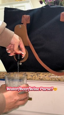 Gray Insulated Wine Tote Bag with Hidden Dispenser