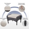 POCASSY Outdoor Ottomans Set of 2 with Cushion, Black Wicker Patio Footrest with All Weather Wicker Rattan and Beige Cushion - 4 of 4