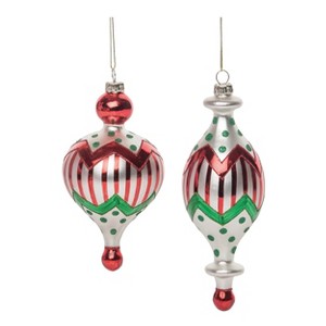 Transpac Glass Merry Ornament Set of 2 Multicolored Christmas Tree Ornaments for Holiday Cheer and Gift Giving - 1 of 2
