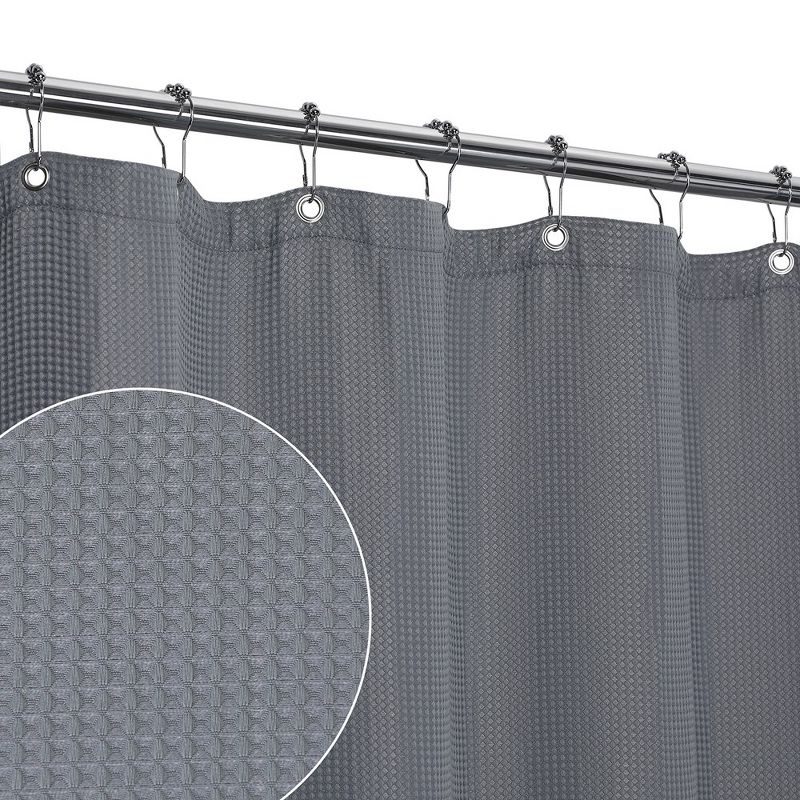 210GSM Thick Waffle Weave Fabric Shower Curtain for Bathroom, 1 of 8
