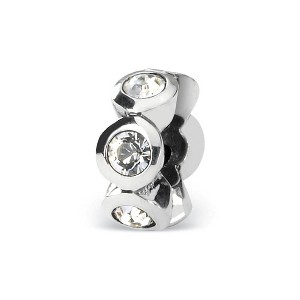 Black Bow Jewelry Sterling Silver April Crystal Birthstone, 6-Stone Bead Charm - 1 of 3