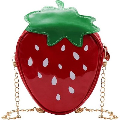 MaseiKar Strawberry Purse for Women and Girls, Soft Strawberry Crossbody Bag with Chain Strap, Strawberry Bag Novelty Purse