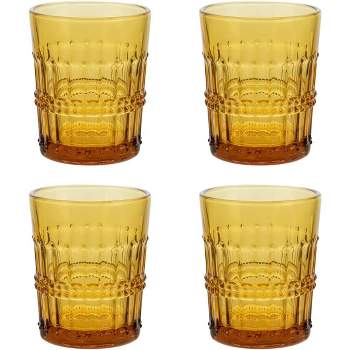 American Atelier Vintage Art Deco 11 oz. Fluted Drinking Glasses Set of 4, Unique Cups for Weddings, Cocktails or Bar, Ribbed Glass Cup, Smoke Grey