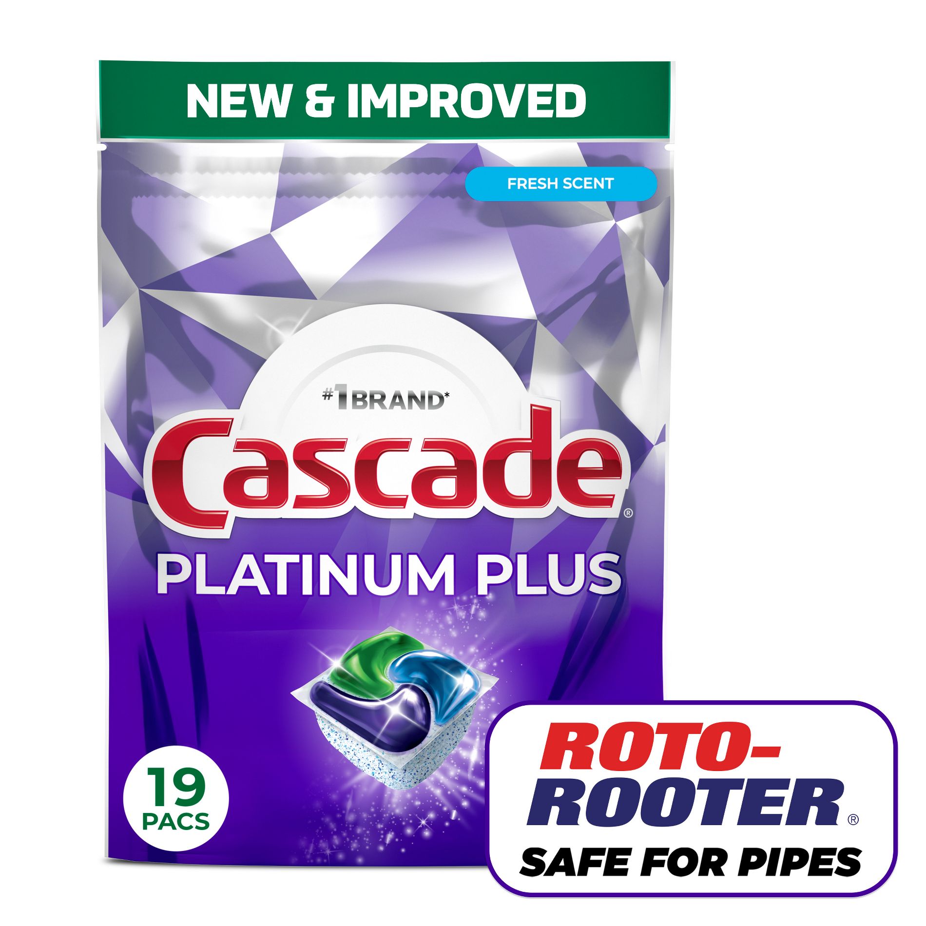 Cascade Platinum Plus Action Pacs Dishwasher Detergent - Fresh