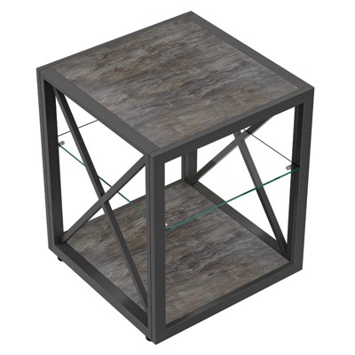 INFURNIC Nightstands Set of 2 Modern End Table Nightstand, Nightstand for Small Spaces, Industrial Style Side Table, Black, 17.72"*17.72"*21.07"