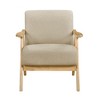 Modern Upholstered Accent Chair with Cushion Back and Seat Solid Rubberwood Natural Finish Living Room - 2 of 4