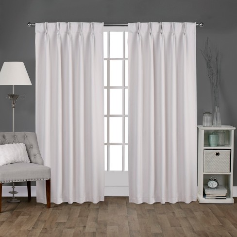 Exclusive Home Sateen Pinch Pleat Woven Blackout Back Tab Window Curtain  Panel Pair : Target