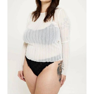 Women's Ribbed Mesh Crew Long Sleeve - find me now
