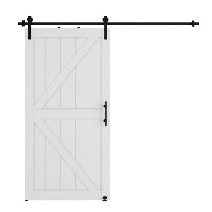 Dolonm MDF White K-Shaped Barn Door with Hardware (Includes Round Tube Handrail and Swing Stop) - 1 of 4