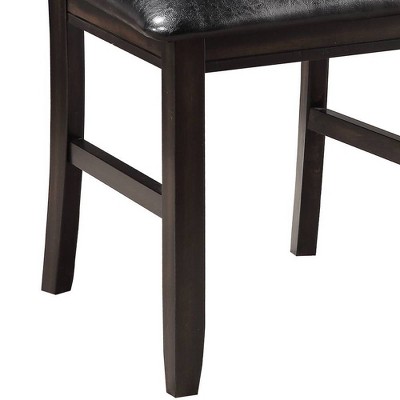 Espresso Ladderback Side Chair Set with Black Upholstery
