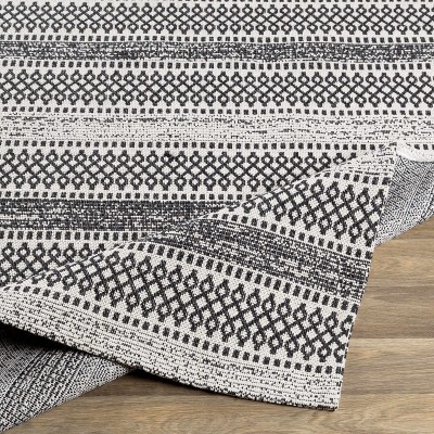 Planada Black and Cream Flatwoven Cotton 5' x 7' Area Rug