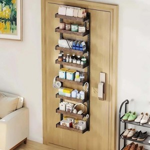 8-Layer Over The Door Spice Rack Organizer Pantry, Wall Mount or Hanging, 8 Basket with Adjustable Height of 1.8in for Kitchen Cabinet& Closet, Black - 1 of 4