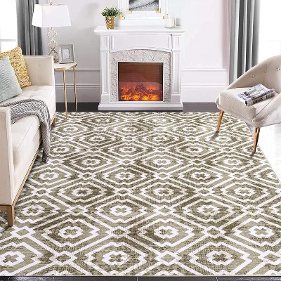 Area Rugs for Living Room Bedroom Non-Slip Machine Washable Rugs Distressed Large Area Rug Stain Resistant & Low Pile Geometric