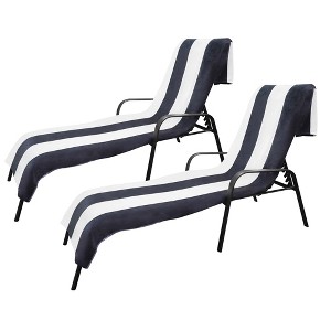 Cabana Striped Cotton Standard Size Towel/ Chaise Lounge Chair Cover by Blue Nile Mills - 1 of 4