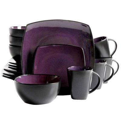 Gibson Home 16pc Stoneware Soho Lounge Dinnerware Set Purple