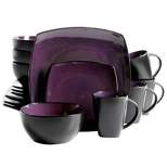 16pc Stoneware Soho Lounge Square Dinnerware Set Purple - Gibson Soho Lounge
