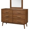 ORRD Walnut 6-Drawer Dresser with Nickel Bar Pulls, Mid-Century Modern Solid Wood Storage Chest with Round Tapered Legs for Bedroom - 3 of 4