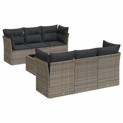 vidaXL Garden Sofa Set Grey PE Rattan Large Modular Garden Sofa Set